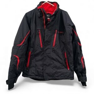 L.L. Bean Men's Black Rain Jacket with Red Accents